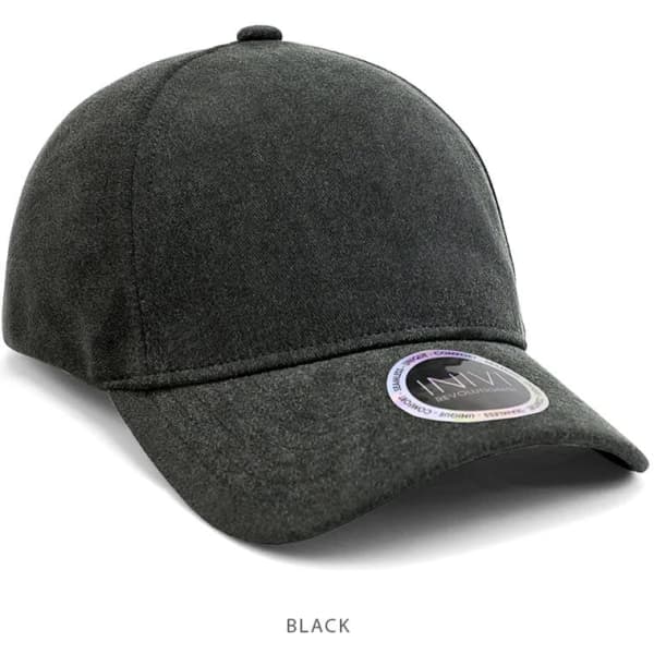 A black enzyme washed unstructured cap with a round logo on the side.