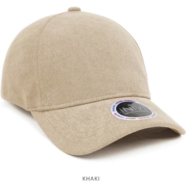 A khaki enzyme washed unstructured cap with a curved brim and a logo on the side.