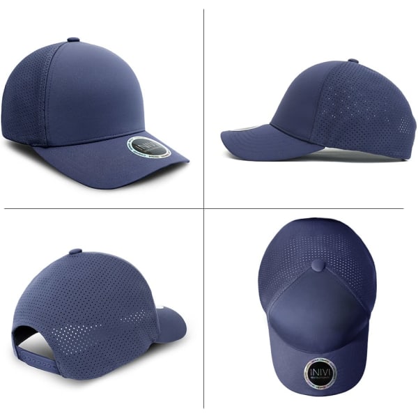 A premium navy nylon cap featuring a breathable design and an attached logo on the front.