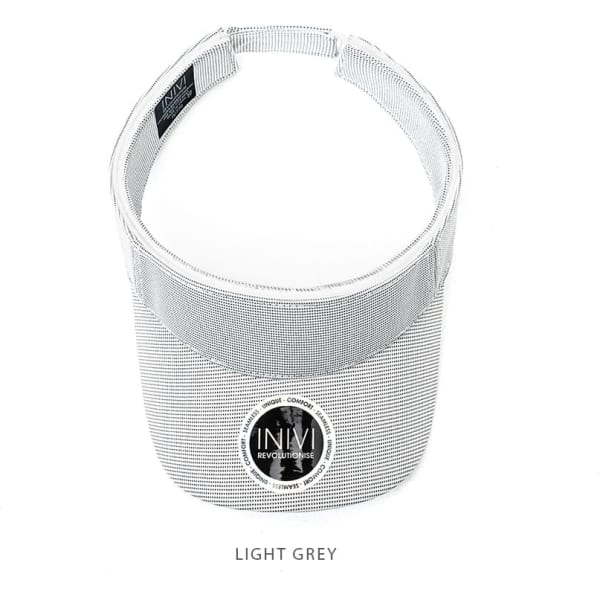 Light grey visor with a removable sweat band, featuring a logo on the front.