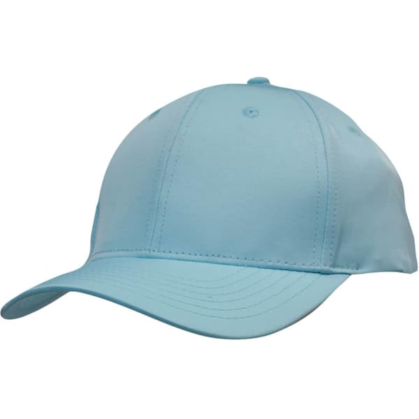 A premium twill cap in light blue with a curved brim and a logo on the side.