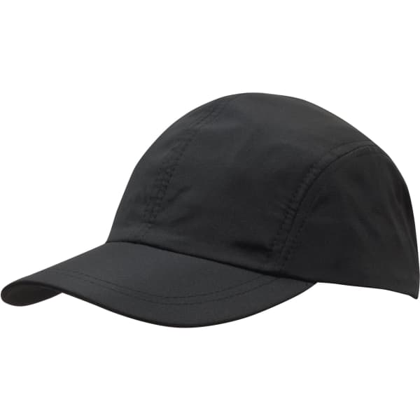 A black sports cap made from ripstop fabric, featuring a curved peak and a smooth, sleek design.