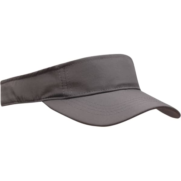 A grey sports ripstop visor featuring a wide brim and an adjustable band, designed for outdoor activities.