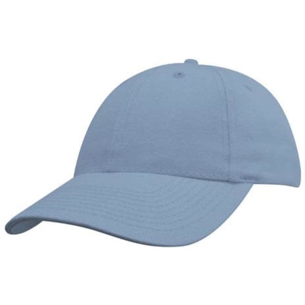 A light blue brushed heavy cotton youth cap with a curved brim and a logo on the front.