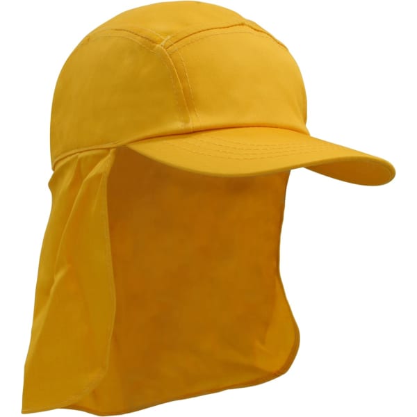 A yellow Poly Cotton Legionnaire Cap featuring a wide brim and neck flap, designed for sun protection.
