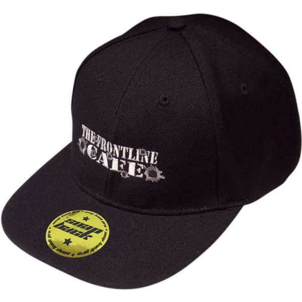 A black cap featuring a front logo and a flat brim, designed in a premium twill fabric with snapback closure.