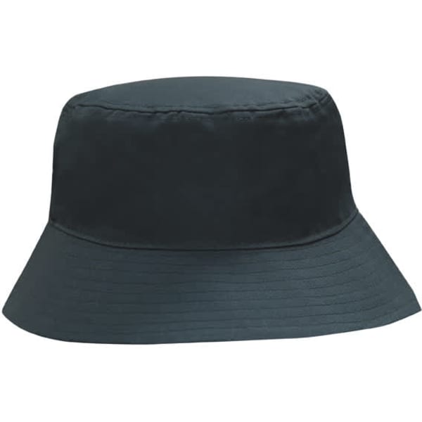 A breathable poly twill bucket hat in dark green with a wide brim and a structured crown. It has a logo.