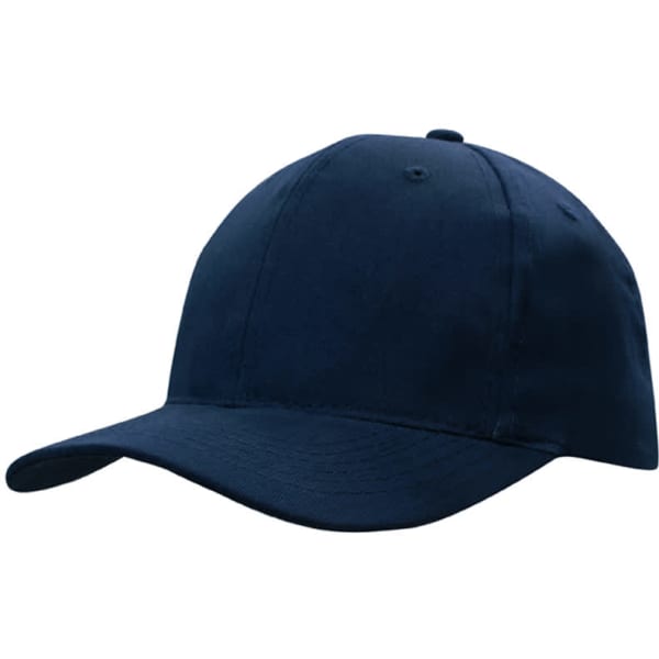 A navy blue cap with a snapback closure and no visible branding.