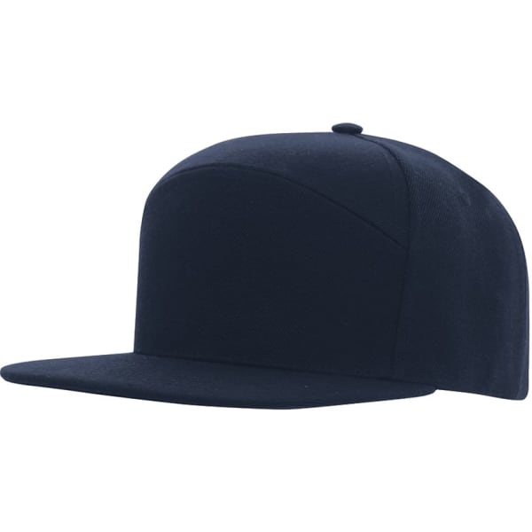 A navy blue Premium American Twill A Frame Cap featuring a structured design and a flat brim.