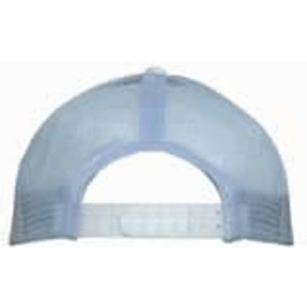 A light blue brushed cotton cap featuring a mesh back and an adjustable strap. It includes a logo.