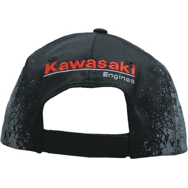 A black cap with a tyre print design and a logo on the back, featuring a casual adjustable strap.