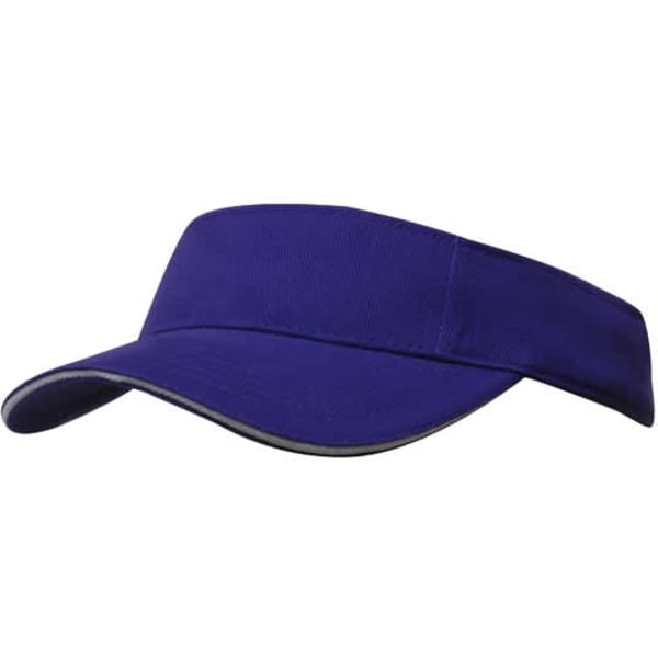 A purple brushed heavy cotton visor featuring a curved brim and a contrasting trim. It has a logo on the front.