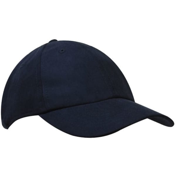 A dark navy water-resistant cap with a curved brim and an adjustable back. Features a logo on the side.