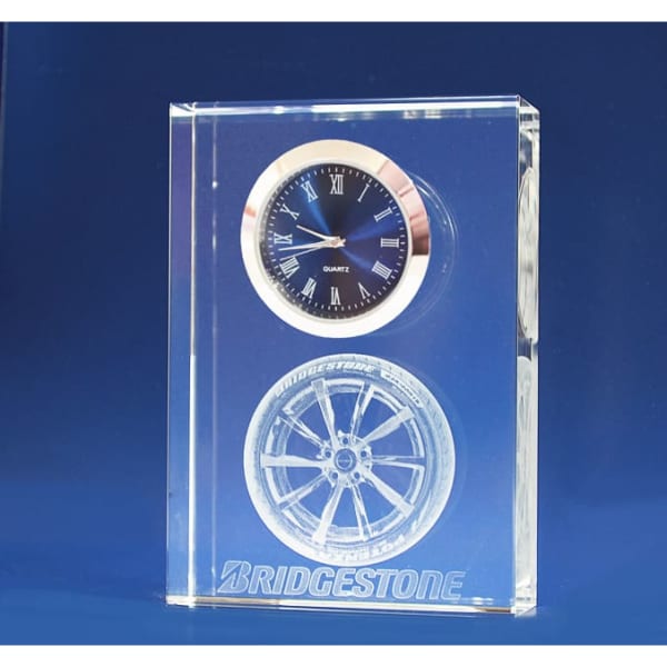 3D Crystal Rectangle crystal with Clock