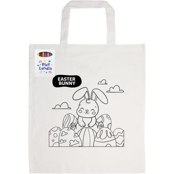 Colouring Short Handle Cotton Bag & Crayons