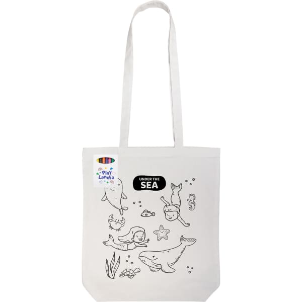 Colouring Long Handle Cotton Bag & Crayons
