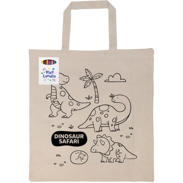 Colouring Short Handle Calico Bag & Crayons