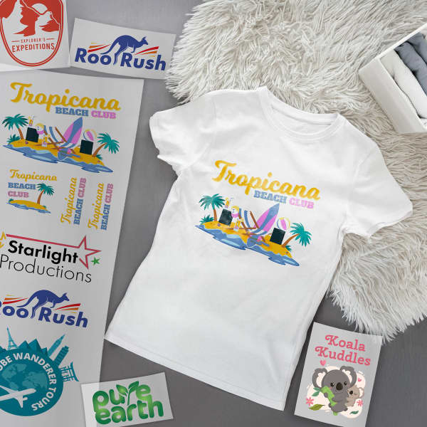 A white T-shirt with a colourful 