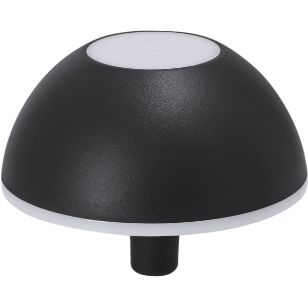 A LED lamp in a black dome shape with a white base. It features an adaptor for connection.