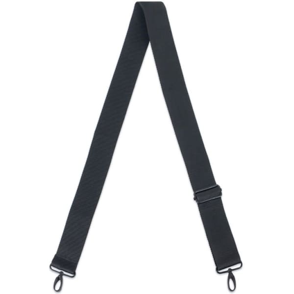 A black laptop sleeve strap with adjustable length and clips at each end for attachment.