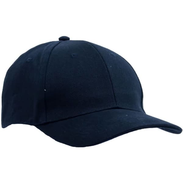 A navy heavy brushed cotton cap with a curved brim and a classic design. It features a logo on the side.