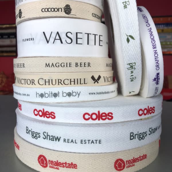 Custom Printed Flat and Herringbone Cotton Ribbon 25mm