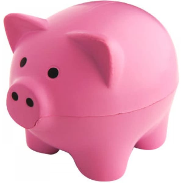 A pink pig-shaped product featuring a smooth surface and black eyes, with a hidden compartment.