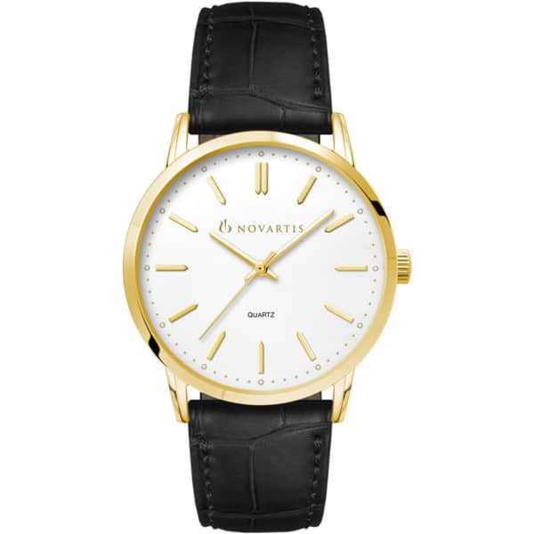 Mens Dress Watch (Gold), Leather Strap