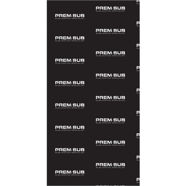 A multi-functional headwear accessory in black, featuring a repeated logo pattern.