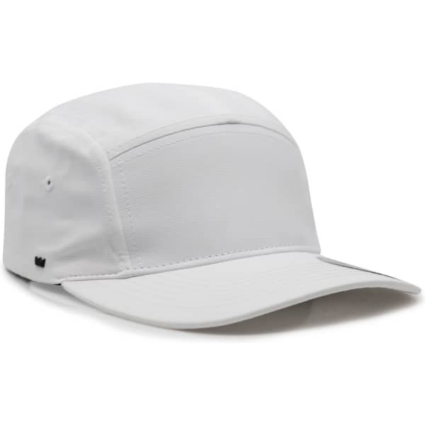 A white Ripstop 5 Panel Cap featuring a structured design and a curved brim. The cap has a logo on the side.