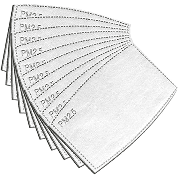 A pack of two white PM2.5 filters, featuring a protective design and a logo on the material.