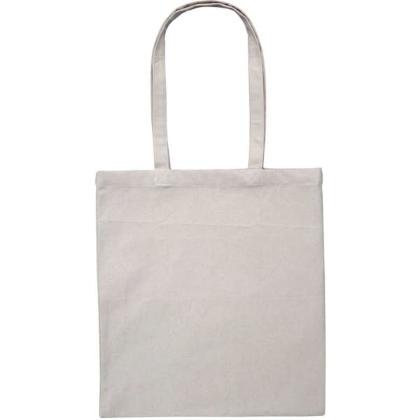A heavy-duty canvas tote bag in natural colour with long handles and no visible branding.