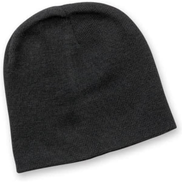A black plush merino beanie with a soft, textured surface and a fitted design.