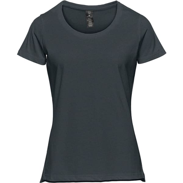 A women's short-sleeve T-shirt in a dark green colour with a round neckline and a subtle logo.