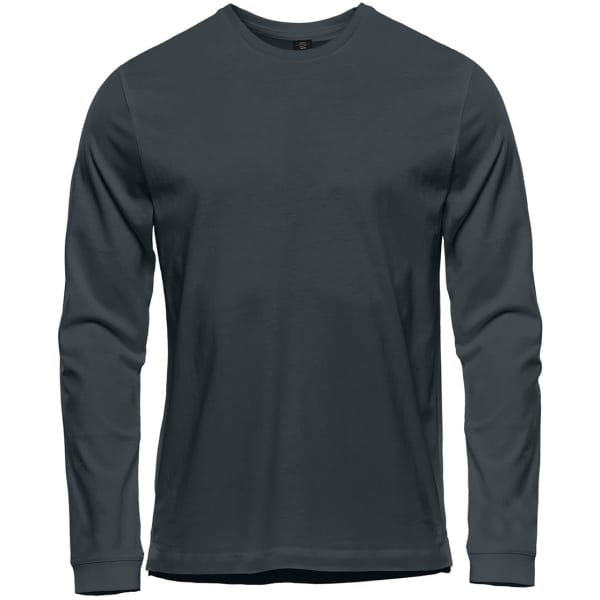 A long-sleeved men's T-shirt in a dark green colour, featuring a plain design and a logo.
