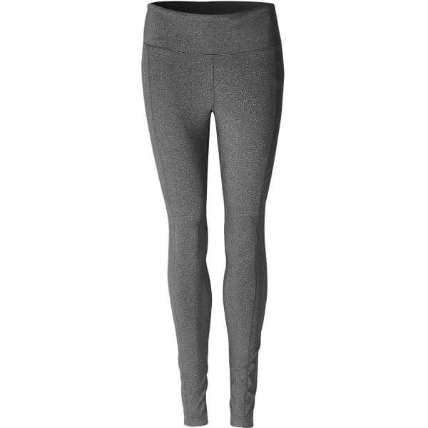 A pair of women's leggings in a dark grey colour with a smooth waistband and fitted design.