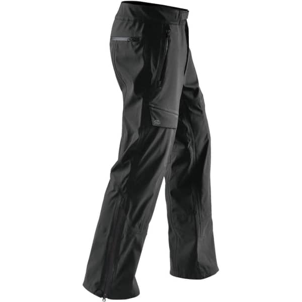 Men's Synthesis Pant in black, featuring multiple pockets and a logo, designed for various outdoor activities.