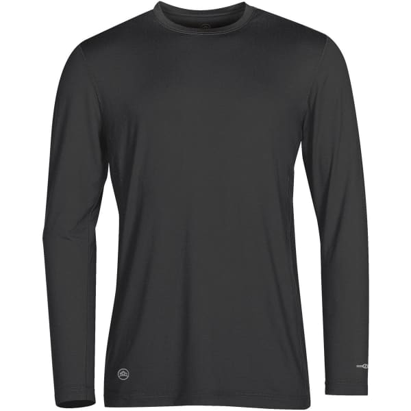 A long-sleeve T-shirt in black with a subtle logo at the hem. Ideal for casual wear.