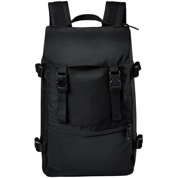 A black Chappaqua backpack with adjustable straps, a front pocket, and a zippered compartment at the bottom.