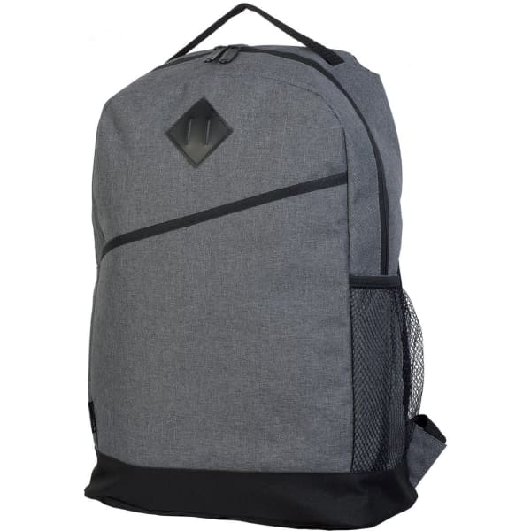 A grey Tirano backpack featuring a side mesh pocket and a logo on the front.