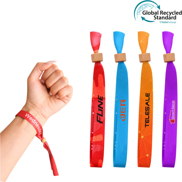 RPET Fabric WristBand with Bamboo toggle