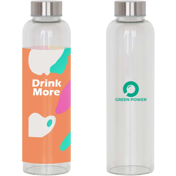 550ml Glass Drink Bottle with Stainless steel Lid