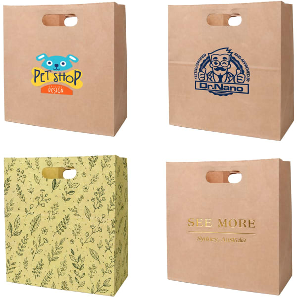 Die Cut Brown Kraft Paper Bag (280 x 280 x 150mm)