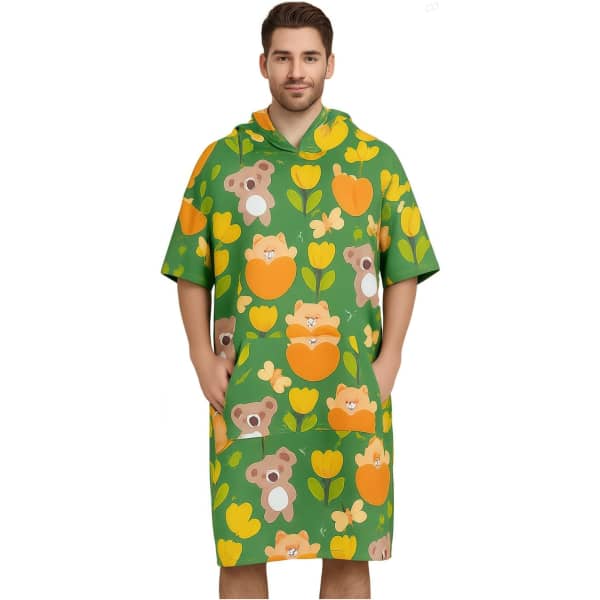 100% Double-Sided Fleece Sublimation Adults Hooded Towel Poncho