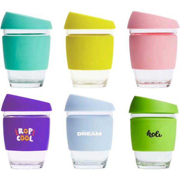 12 OZ Reusable Glass Coffee Cup