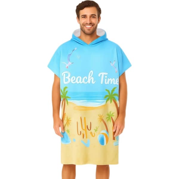 100% Cotton Sublimation Hoody Towel Surf Poncho Without Pocket