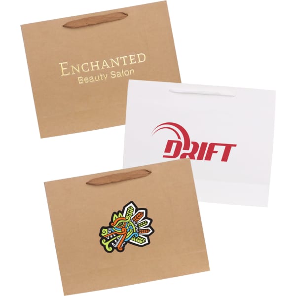 Medium Crosswise Paper Bag with Fabric Flat Handle(270 x 200 x 80mm)