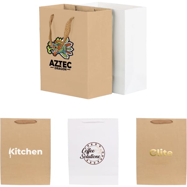 Medium Vertical Paper Bag with Fabric Flat Handle(210 x 270 x 110mm)