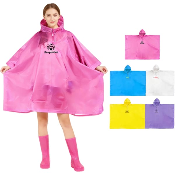 Reusable Adult PEVA Screen Print Rain Poncho