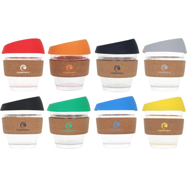 8 OZ Reusable Glass Coffee Cup with Cork Band